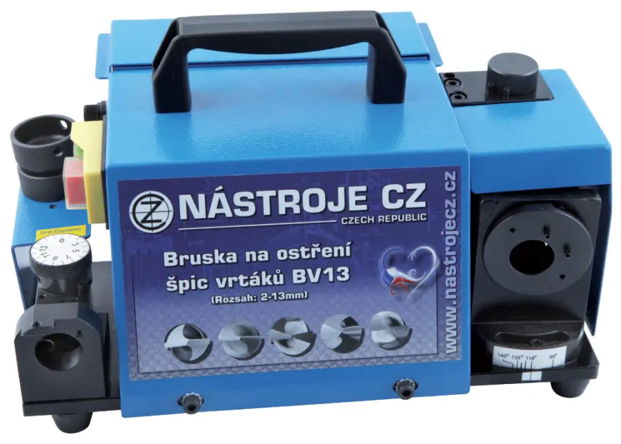 Bruska na vrtáky BV13 rozsah 2-13mm, 230V, 0,25A, 45W + Sada vrtáků 91-dílná, 1,00-10,00x0,1mm S338RCZ002HSS, stojánek plastový s víkem